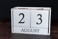 Business calendar for August, 23rd day of the month. Planner organizer date or events schedule concept Royalty Free Stock Photo