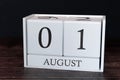 Business calendar for August, 1st day of the month. Planner organizer date or events schedule concept Royalty Free Stock Photo