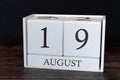 Business calendar for August, 19th day of the month. Planner organizer date or events schedule concept Royalty Free Stock Photo