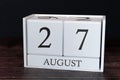 Business calendar for August, 27th day of the month. Planner organizer date or events schedule concept Royalty Free Stock Photo