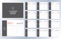 Business calendar 2021.Black monthly calendar can be used for printable graphic and website