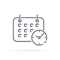 Business Calendar with clock icon. Shedule trendy line style symbol isolated on background.