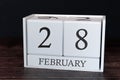 Business calendar for February, 28th day of the month. Planner organizer date or events schedule concept