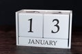 Business calendar for January, 13th day of the month. Planner organizer date or events schedule concept Royalty Free Stock Photo