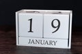 Business calendar for January, 19th day of the month. Planner organizer date or events schedule concept Royalty Free Stock Photo