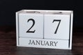 Business calendar for January, 27th day of the month. Planner organizer date or events schedule concept Royalty Free Stock Photo