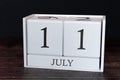 Business calendar for July, 11th day of the month. Planner organizer date or events schedule concept