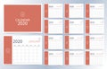 Business calendar 2020.Orange monthly calendar can be used for printable graphic and website