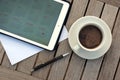 Business, calendars, appointment. Office table with notepad, computer, coffee cup. Royalty Free Stock Photo