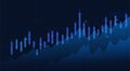 Business candle stick graph chart of stock market investment trading on blue background. Bullish point, Trend of graph. Eps10 Royalty Free Stock Photo