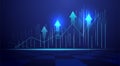 Business candle stick graph chart of stock market investment trading on blue background. Bullish point, Trend of graph. Eps10 Royalty Free Stock Photo