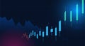 Business candle stick graph chart of stock market investment trading on blue background. Bullish point, Trend of graph. Eps10 Royalty Free Stock Photo