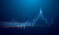 Business candle stick graph chart of stock market investment trading on blue background. Bullish point, Trend of graph. Eps10 Royalty Free Stock Photo