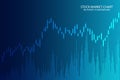 Business candle stick graph chart of stock market investment trading on blue background. vector illustration
