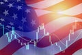 Business candle stick graph chart of stock market USA recession economy stock crash red market trade war economic world financial Royalty Free Stock Photo