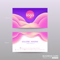 Business card with abstract violet background with pink wavy curved shape