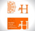 Business card with alphabet letter H, creative H letter logo concept