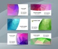 Business card background blue triangle mosaic horizontal templates09