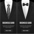 Business Card Bow Tie and Necktie Set. Vector