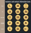 Business card contact information icons collection