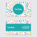 Business card with Cyan and pink flower vector design template Royalty Free Stock Photo