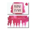 Business card design template. Vector flyer for wine bar, wine shop with watercolor splash and bottles Royalty Free Stock Photo