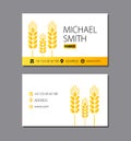 Business card of the farmer. Wheat