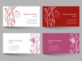 Business card with floral doodle design Royalty Free Stock Photo