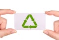 Business card with green recycle icon