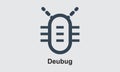 Debug vector icon, debug vector flat design.