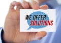 Business card message - We offer solutions Royalty Free Stock Photo