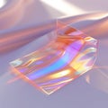 business card mockup, neon pink, on floating 3D iridescent glass, organic forms, light refraction Royalty Free Stock Photo