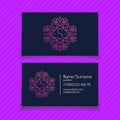 Business card with monogram logo vintage line style modern gradient color for use hotel