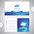 Business card - ocean cruise liner ship - boat for divers and fishermen Royalty Free Stock Photo