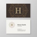 Business card ornament emblem letter H template design.