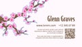 Business card with personal info and sakura tree Royalty Free Stock Photo