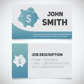 Business card print template with piggy bank logo