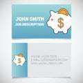 Business card print template with piggy bank logo