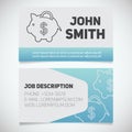 Business card print template with piggy bank logo