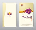 Business card with purple floral template design. vector illustration. Royalty Free Stock Photo