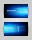 Business card with stripes in industrial style vector template. Blue smooth finish with creative vibrant gradient.