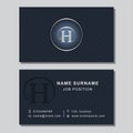 Business card template with abstract monogram design elements. Creative modern graceful background. Letter emblem H. Vector illust