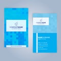 Business card template. Blue and White, vertical