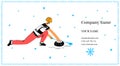 business card template with a curling athlete