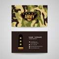 Business card Template design for army and soldier texture