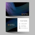Business card template design. Inspiration from the line abstract. Blue and black color on gray background illustration. Glossy pl Royalty Free Stock Photo