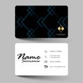 Business card template design. Inspiration from the line abstract. Blue and black color on gray background illustration. Glossy pl Royalty Free Stock Photo