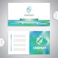 Eco friendly symbol with hands and green leaves. Concept for nature protection. Business card template. Royalty Free Stock Photo