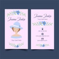 Business card template with a girl and flowers.