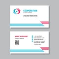 Business card template with logo - concept design. Abstract cooperation visit card branding. Communication symbol. Union icon.